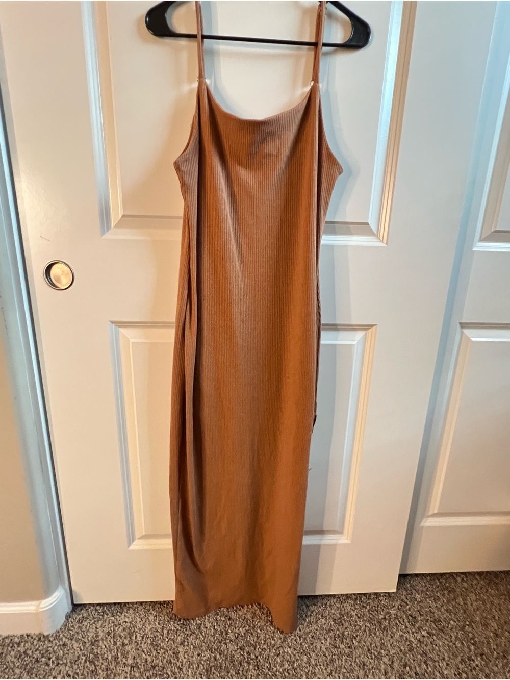 Slip Midi Dress in Camel Brown - Women's Simple Tank Maxi Dress